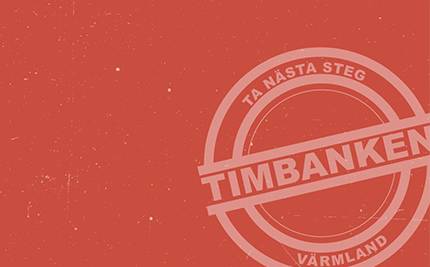 Timbankens logga mot röd bakgrund